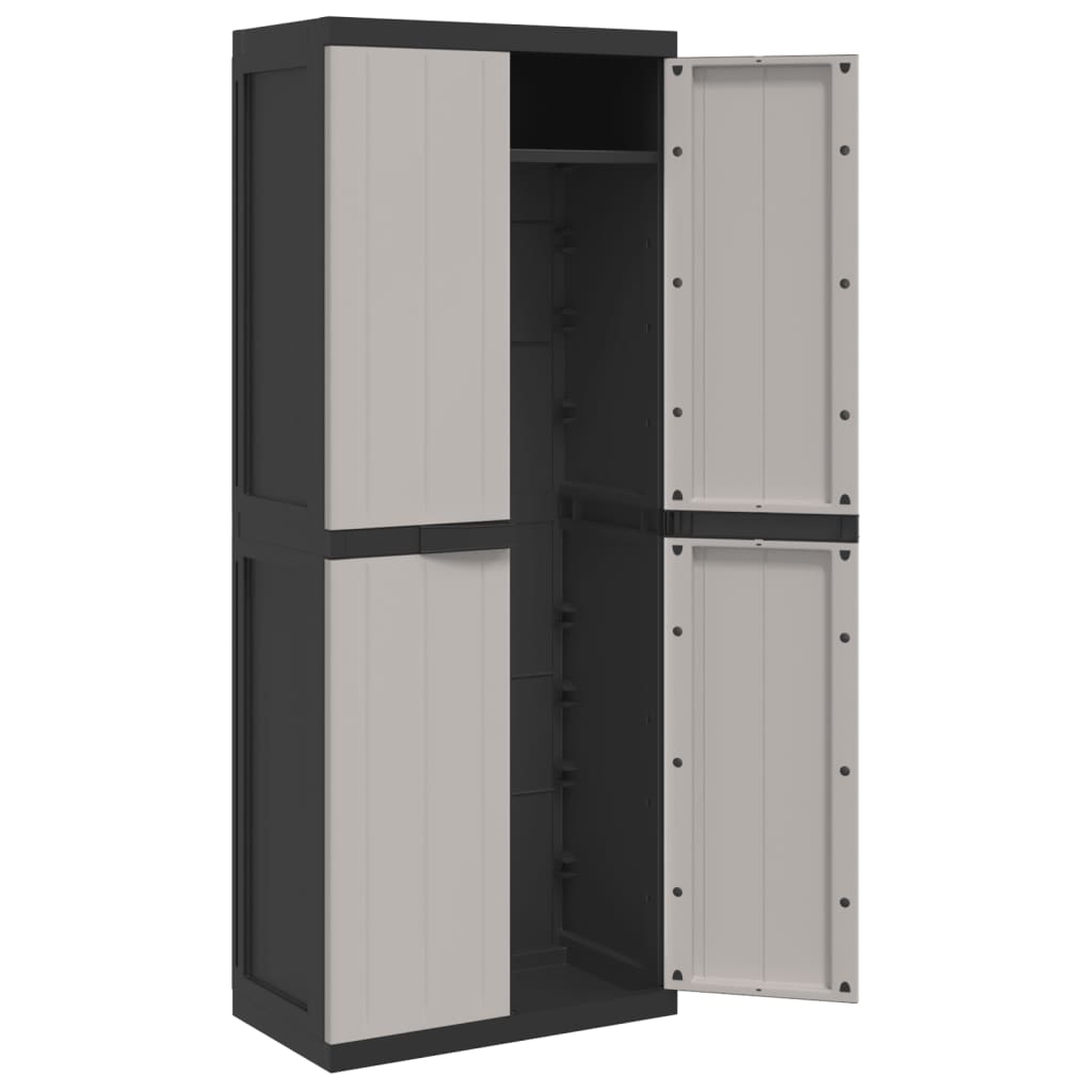 vidaXL Armoire de rangement d'extérieur gris et noir 65x37x165 cm PP