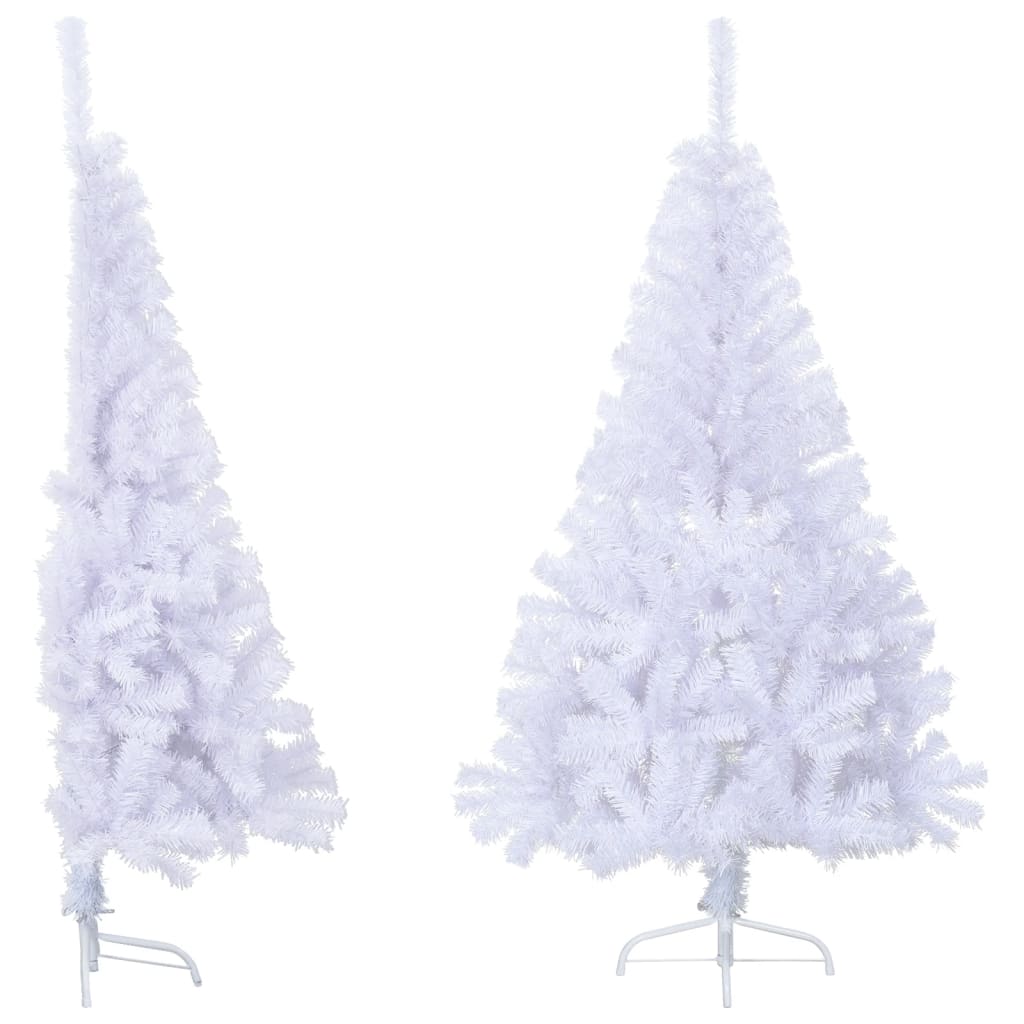 vidaXL Sapin de Noël artificiel moitié avec support blanc 120 cm PVC