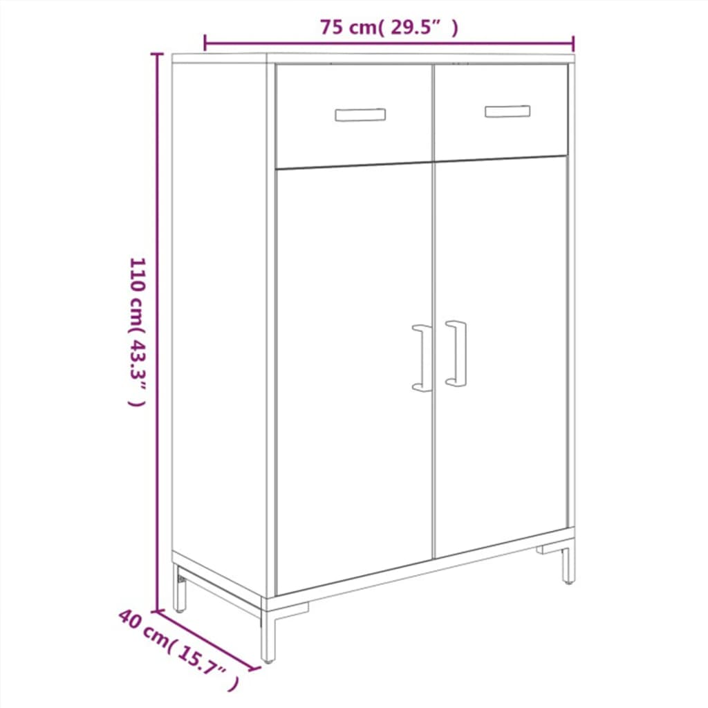 vidaXL Étagère à chaussures Noir 75x40x110 cm Bois pin massif