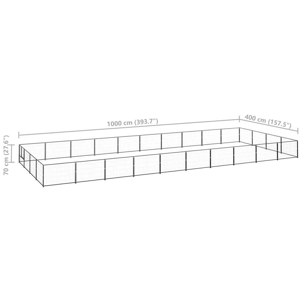 vidaXL Chenil Noir 40 m² Acier