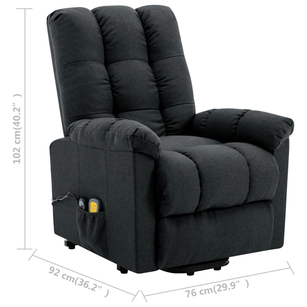 vidaXL Fauteuil de massage inclinable gris foncé tissu