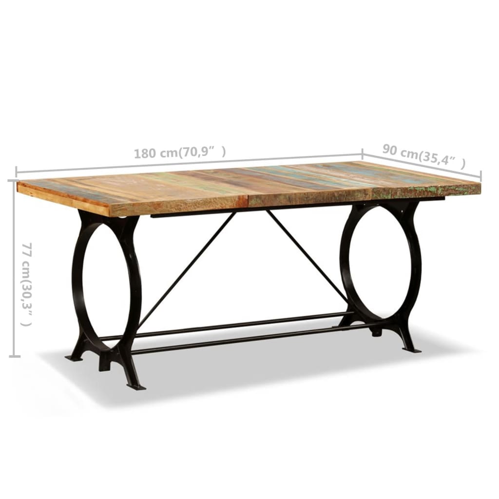 vidaXL Table de salle à manger Bois de récupération massif 180 cm