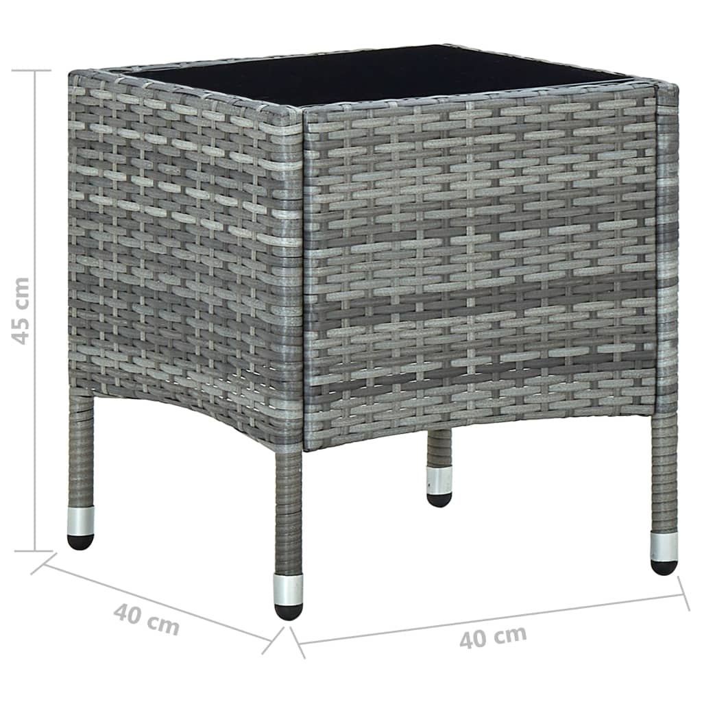 vidaXL Table de jardin Gris 40x40x45 cm Résine tressée