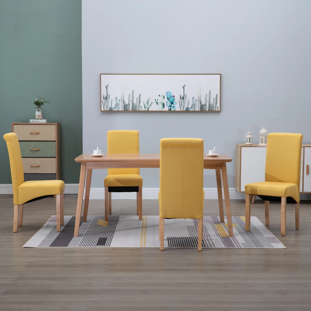 vidaXL Chaises à manger lot de 4 jaune tissu