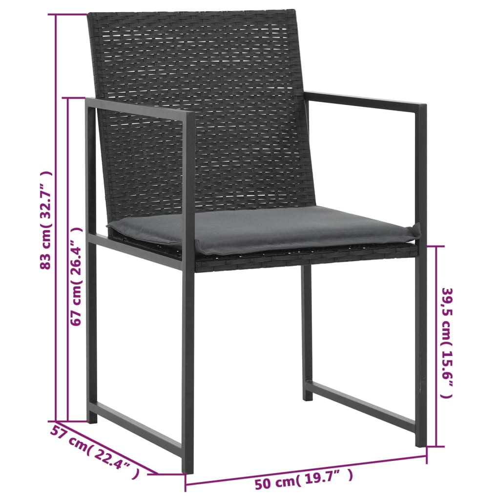 vidaXL Mobilier à dîner de jardin 5pcs et coussins Résine tressée Noir