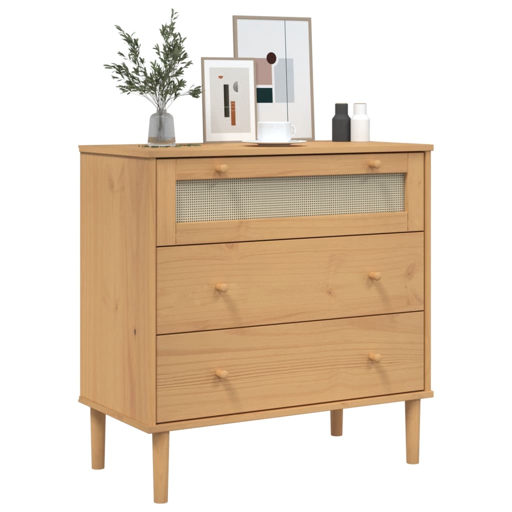 vidaXL Commode SENJA aspect de rotin marron bois de pin solide