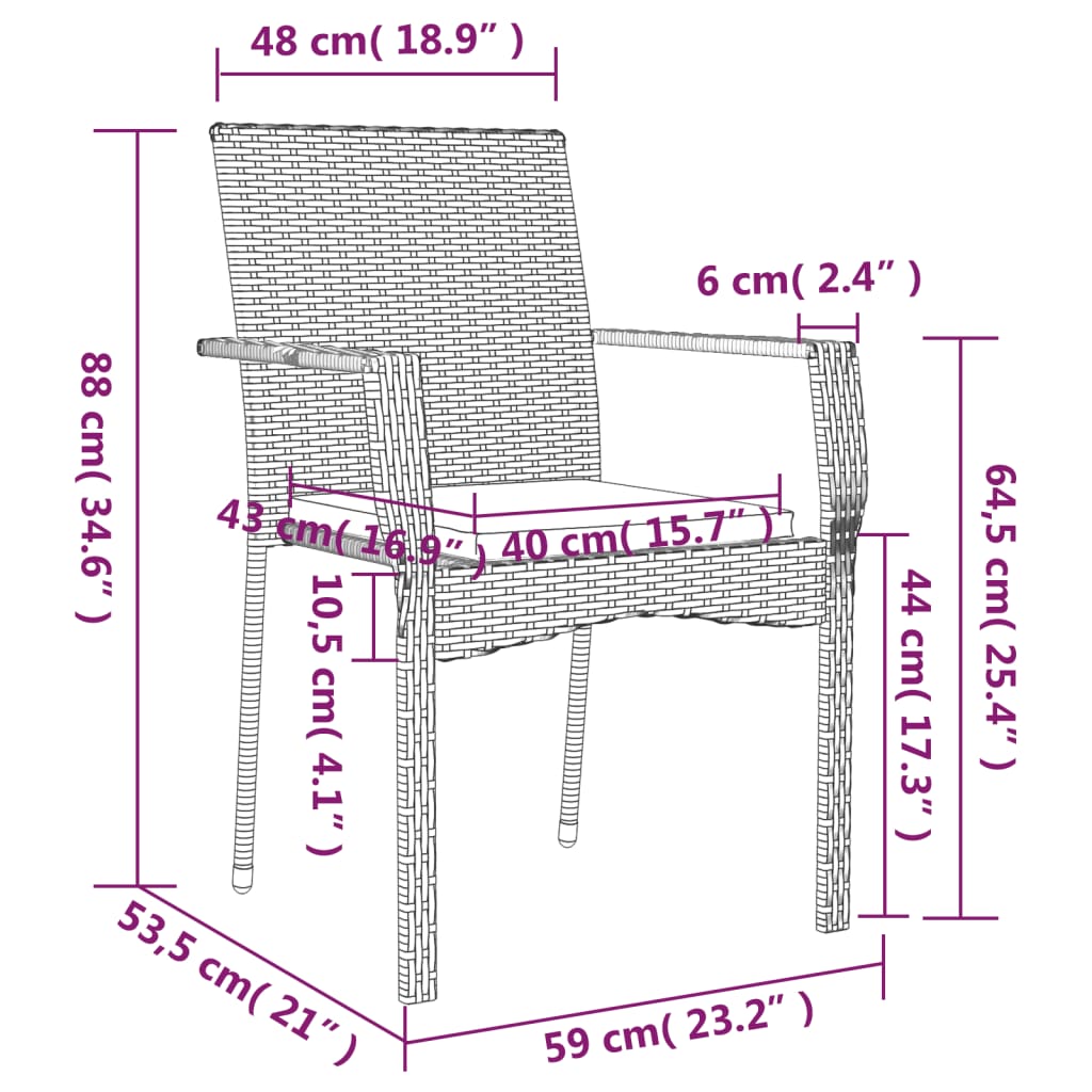 vidaXL Ensemble à manger de jardin avec coussins 3 pcs Noir