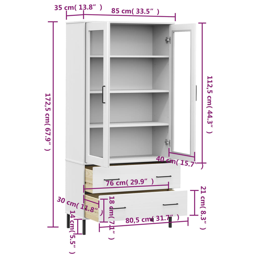 vidaXL Bibliothèque avec pieds en métal Blanc 85x35x172,5 cm Bois OSLO