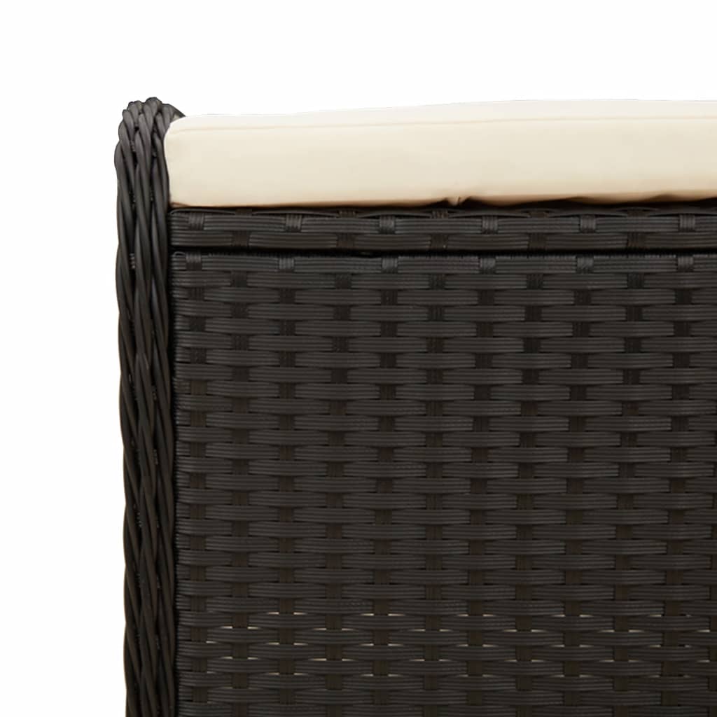 vidaXL Tabouret de jardin avec coussin noir 58x46x46 cm résine tressée