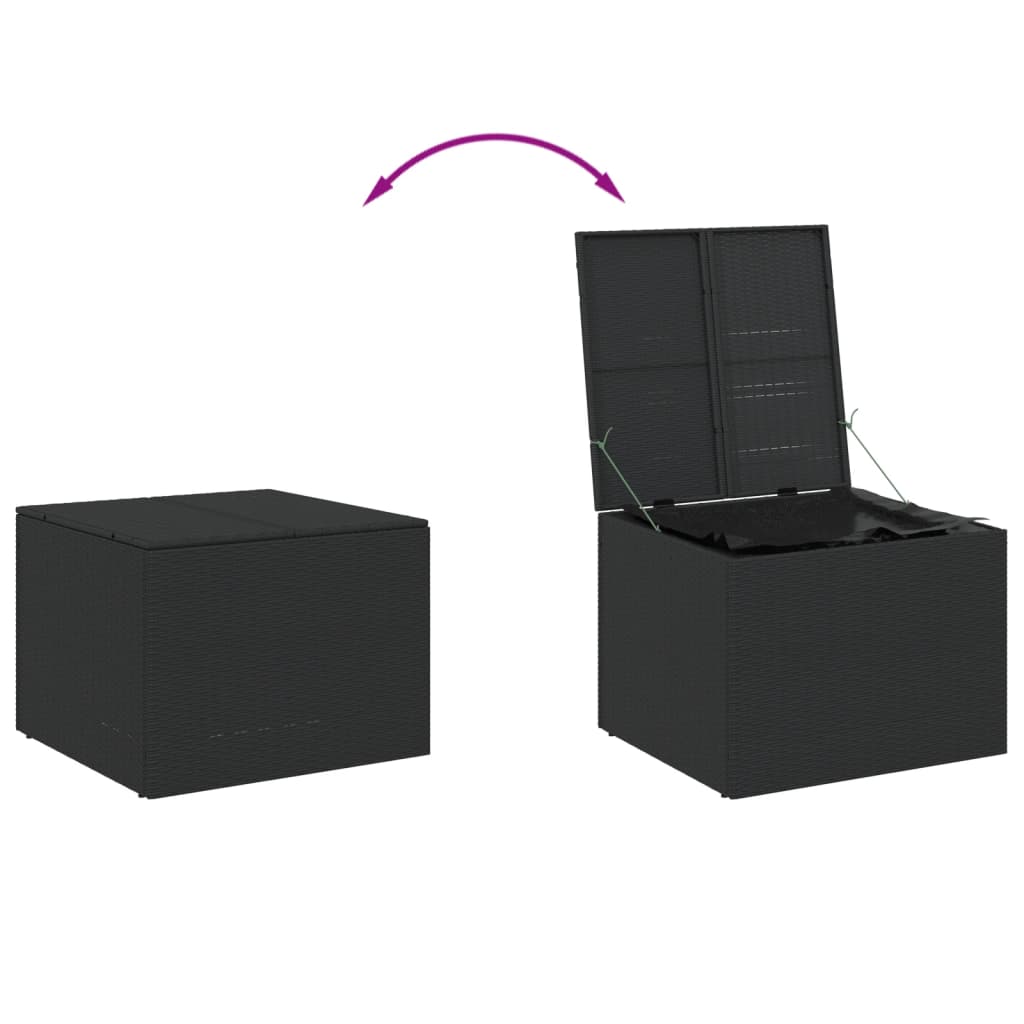 vidaXL Boîte de rangement de jardin noir 291L résine tressée