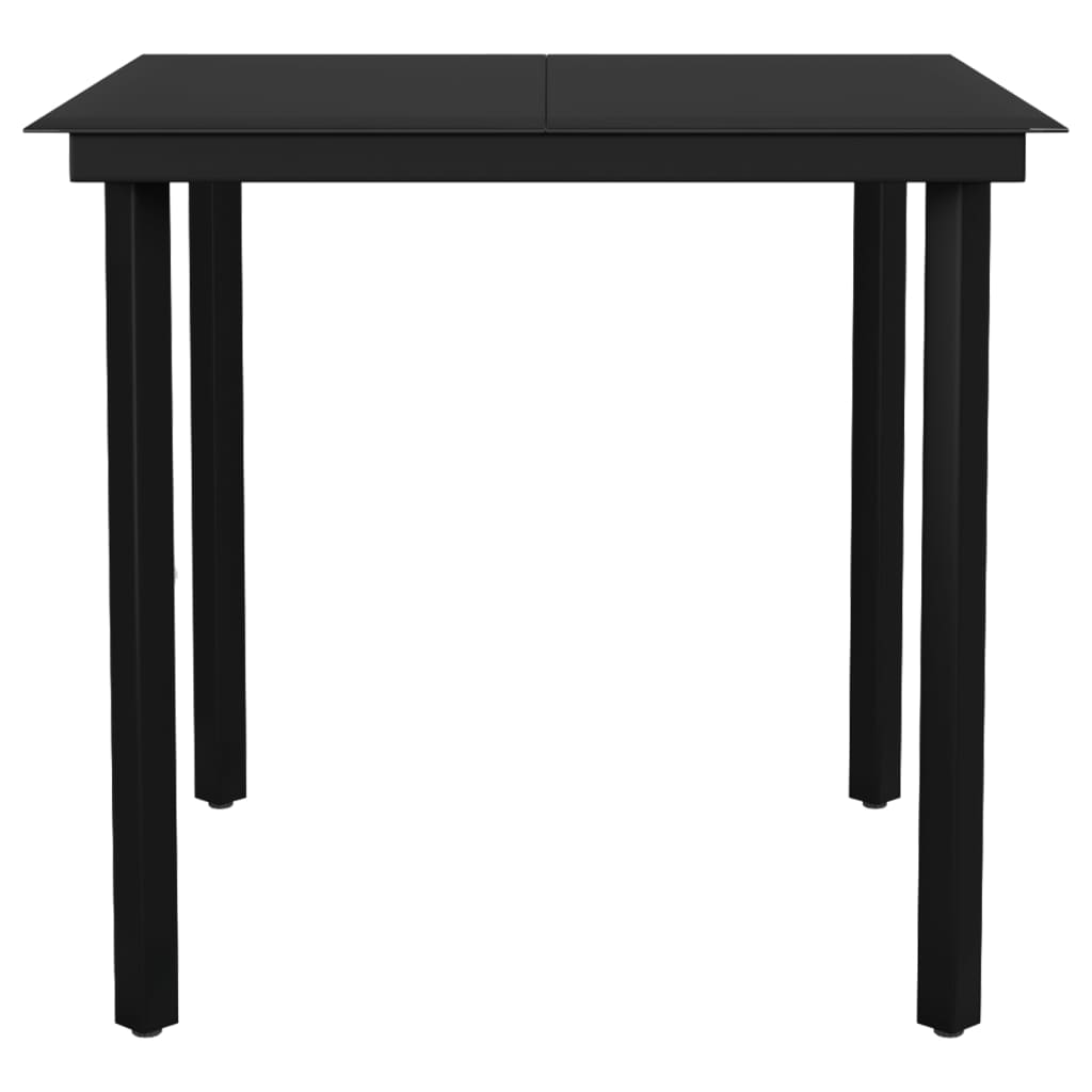 vidaXL Table à dîner de jardin Noir 80x80x74 cm Acier et verre