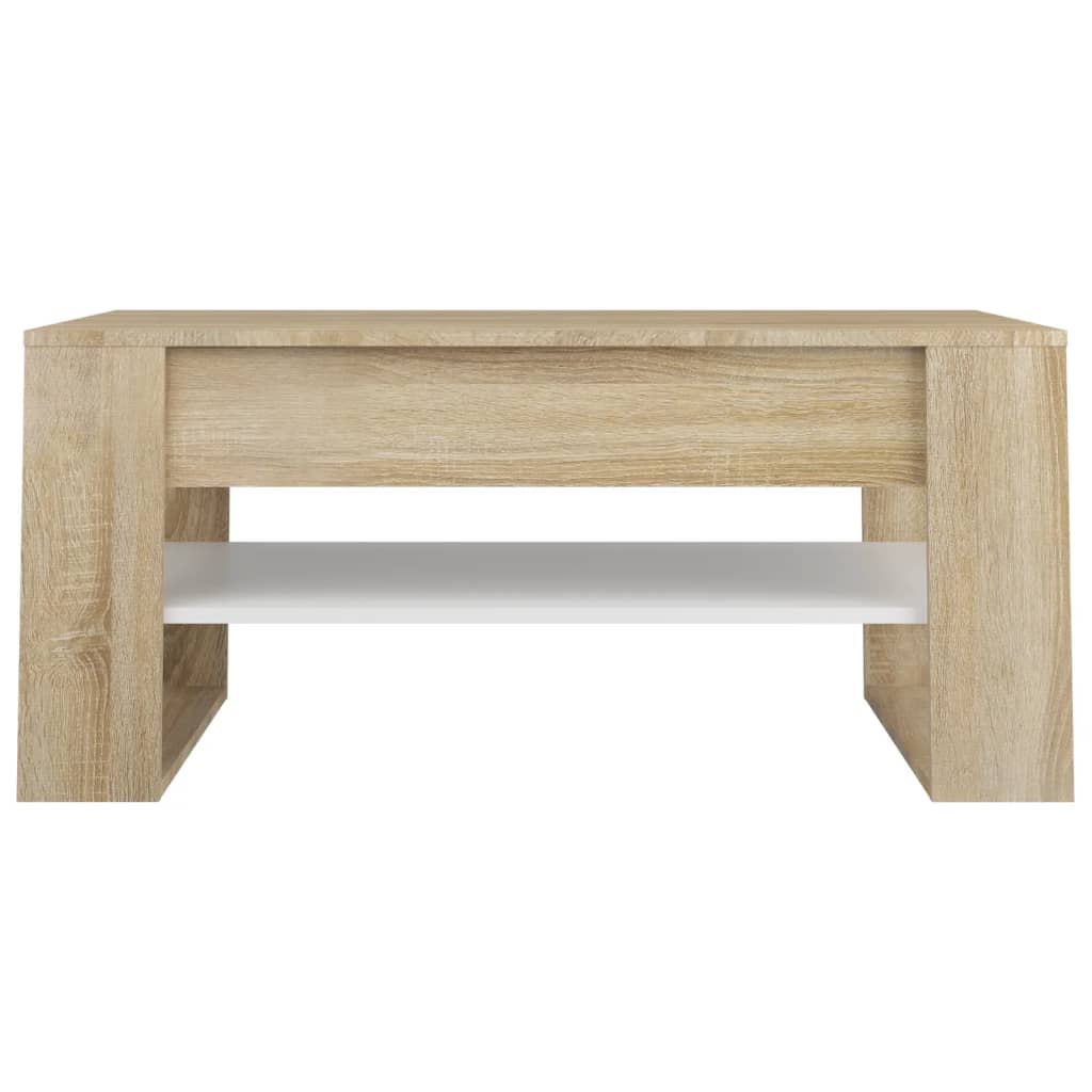 vidaXL Table basse blanc et chêne sonoma 102x55x45cm bois d'ingénierie