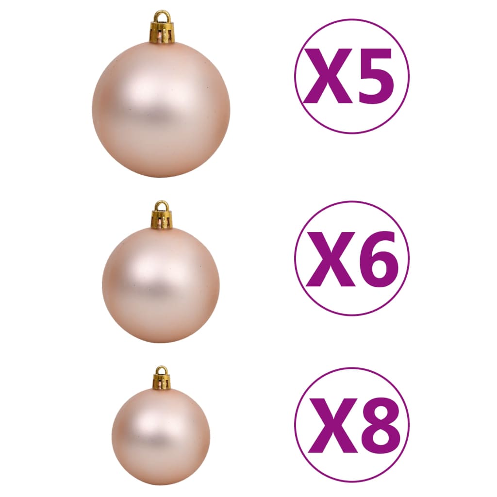 vidaXL Arbre de Noël artificiel pré-éclairé et boules rose 150 cm PVC