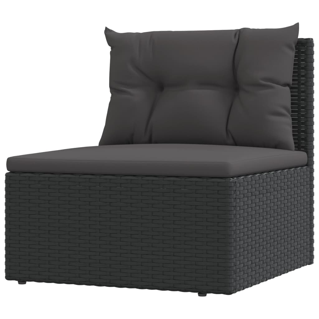 vidaXL Salon de jardin 8 pcs avec coussins noir résine tressée