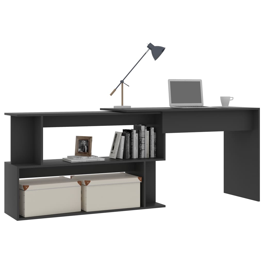 vidaXL Bureau d'angle Gris 200x50x76 cm Aggloméré