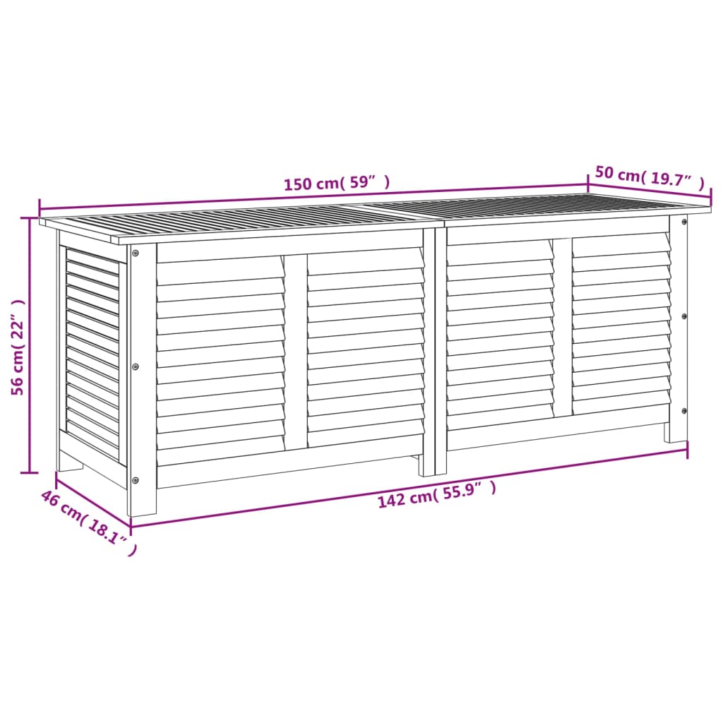 vidaXL Boîte de rangement de jardin persiennes 150x50x56cm bois acacia