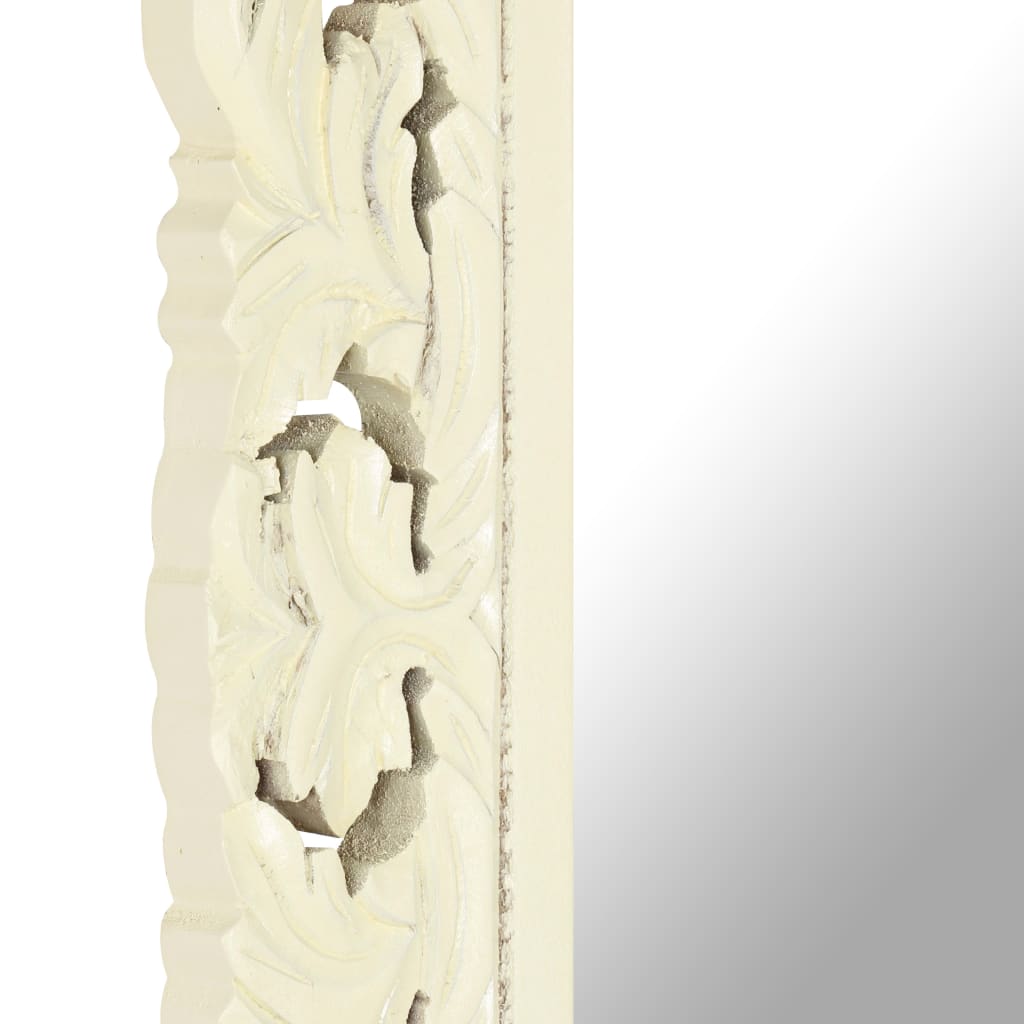 vidaXL Miroir sculpté à la main Blanc 110x50cm Bois de manguier massif