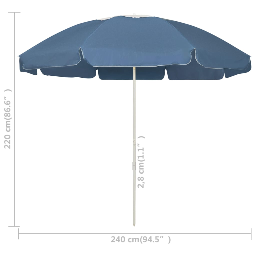 vidaXL Parasol de plage bleu 240 cm