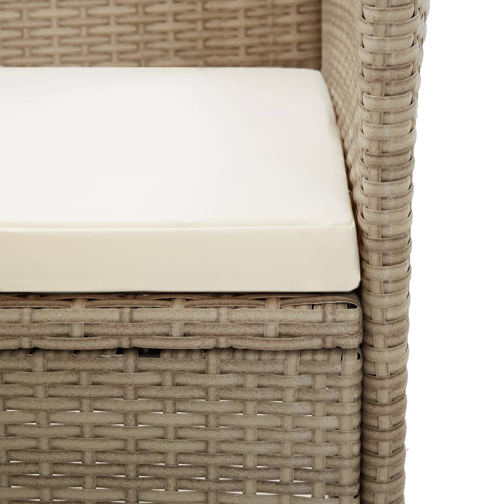 vidaXL Chaises d'extérieur lot de 2 avec coussins Résine tressée Beige