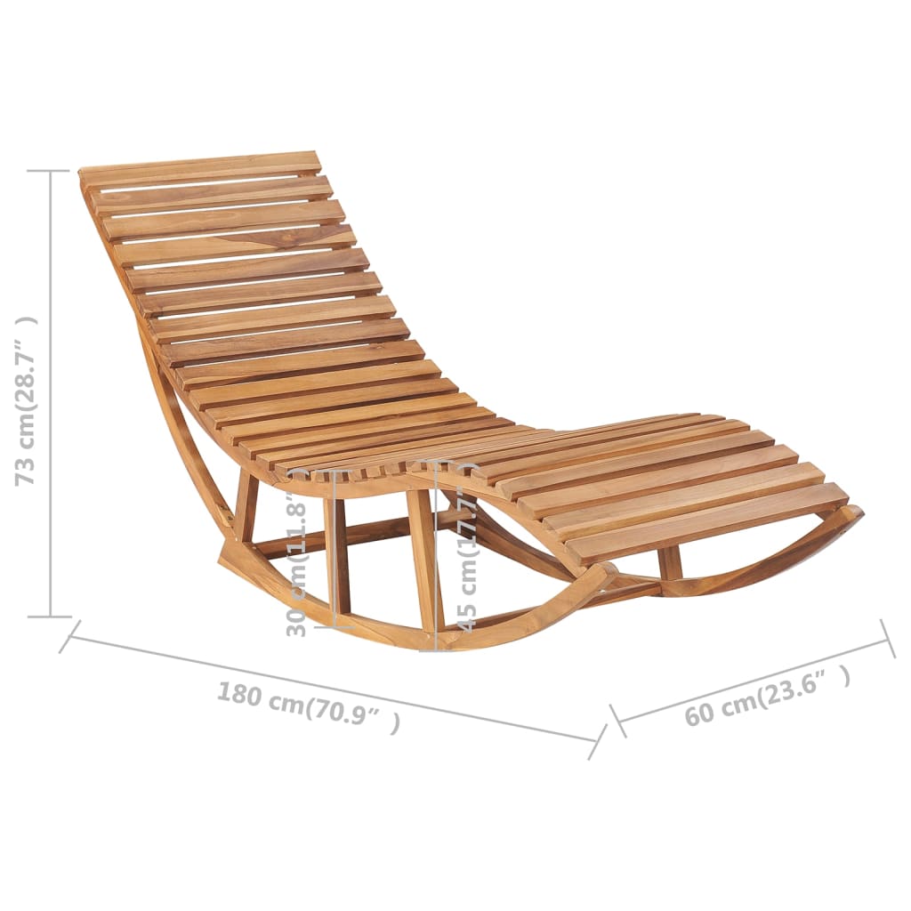 vidaXL Chaise longue à bascule avec coussin Bois de teck solide