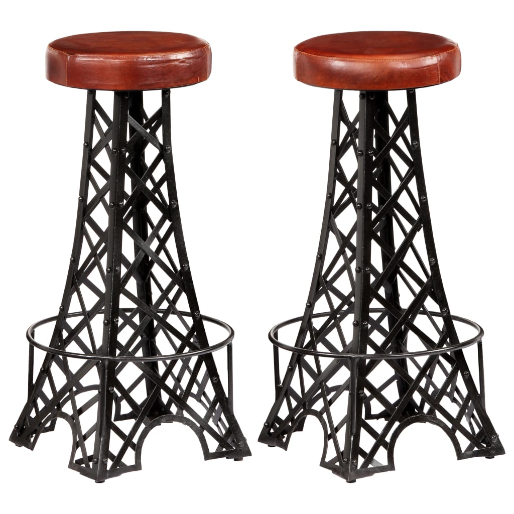 vidaXL Tabourets de bar lot de 2 cuir véritable