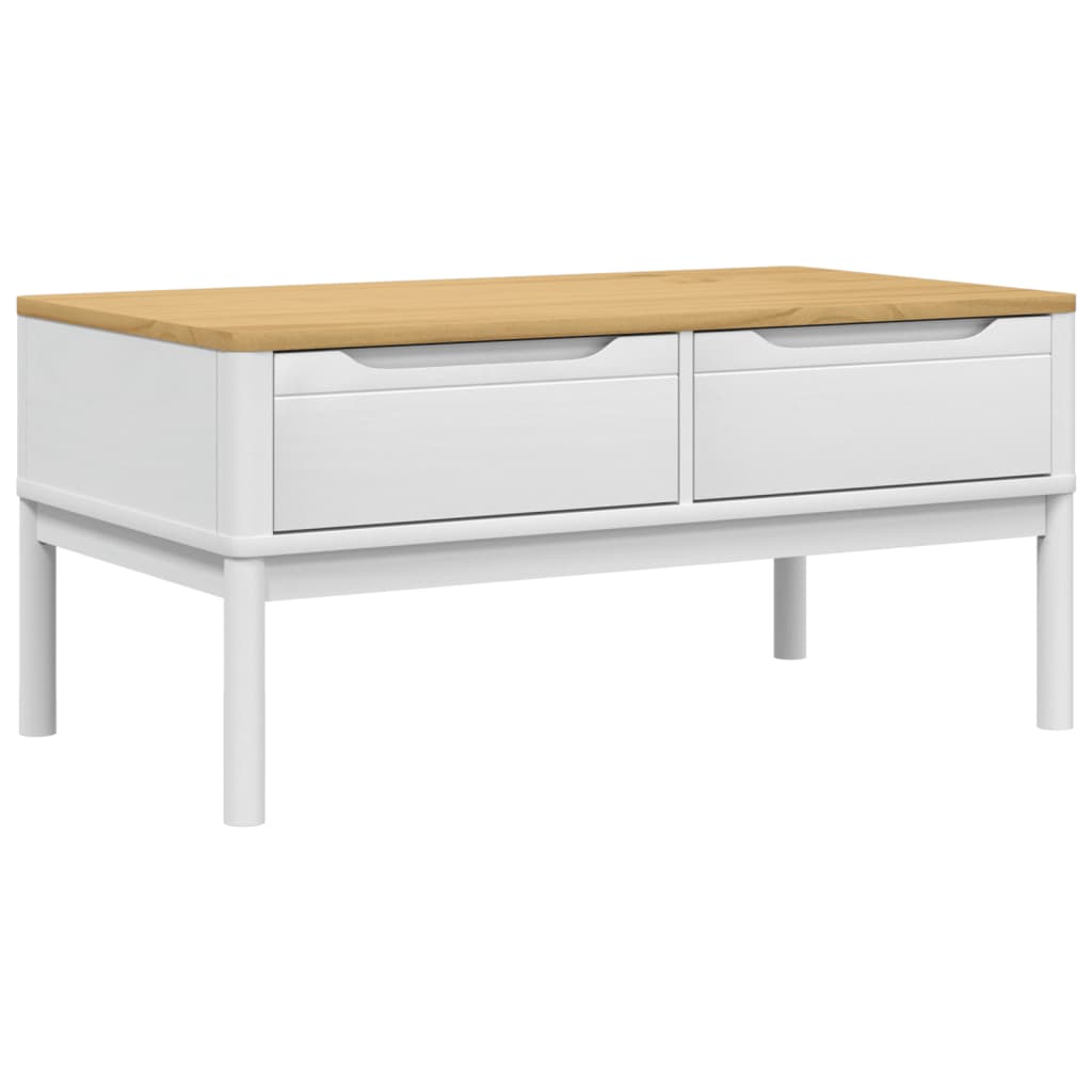 vidaXL Table basse FLORO blanc 99x55,5x45 cm bois massif de pin