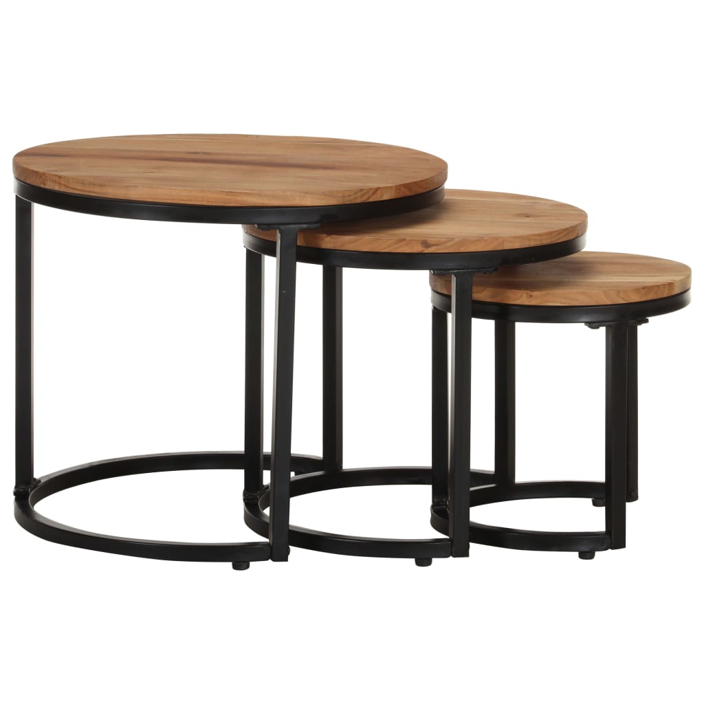 vidaXL Tables d'appoint 3 pcs Bois d'acacia solide