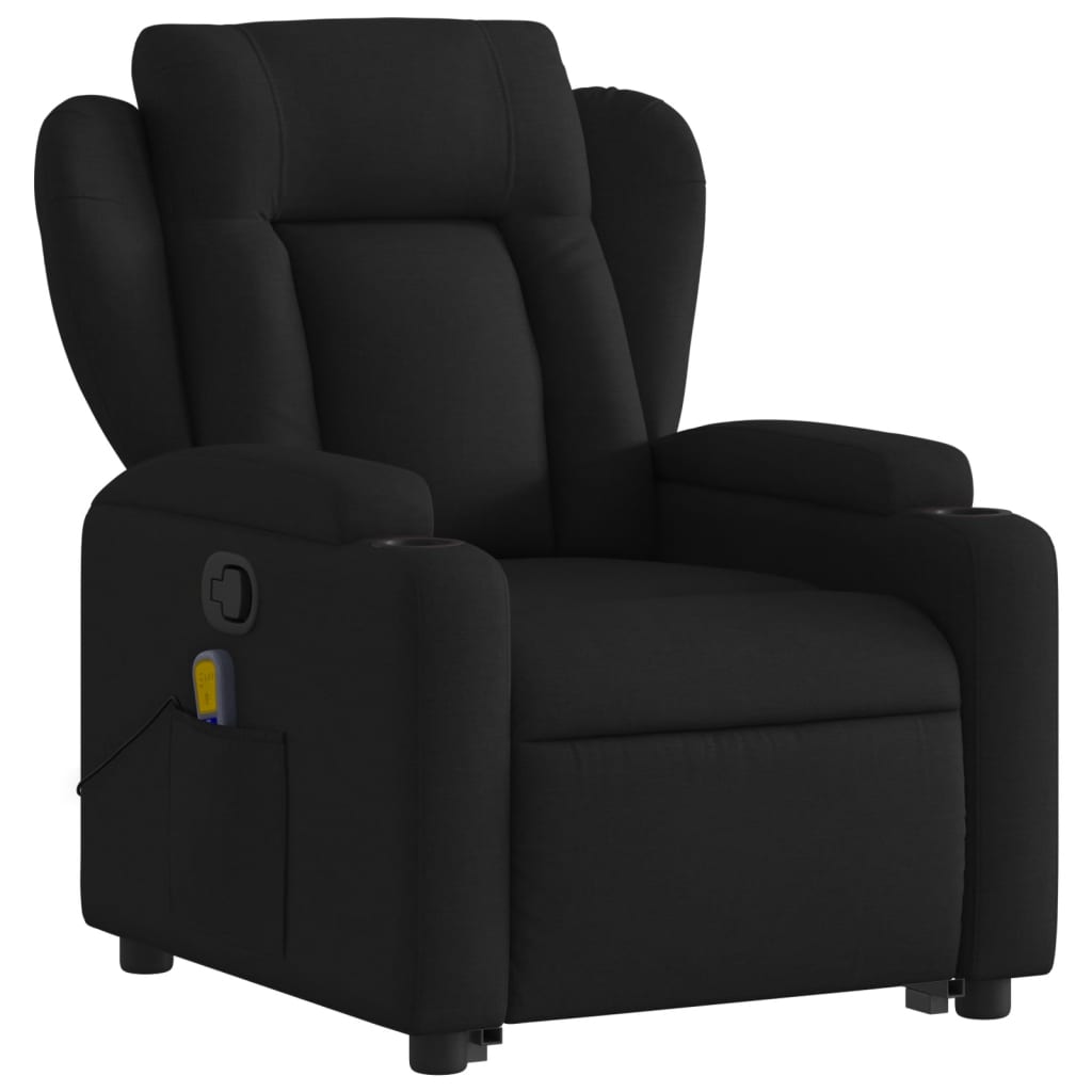 vidaXL Fauteuil inclinable de massage noir tissu