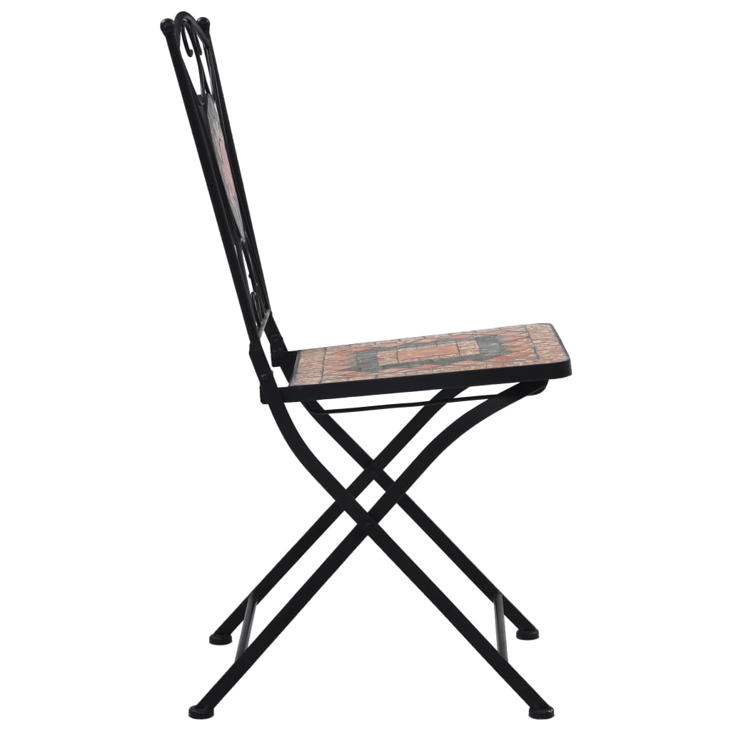 vidaXL Chaises de bistrot mosaïque lot de 2 Orange et gris