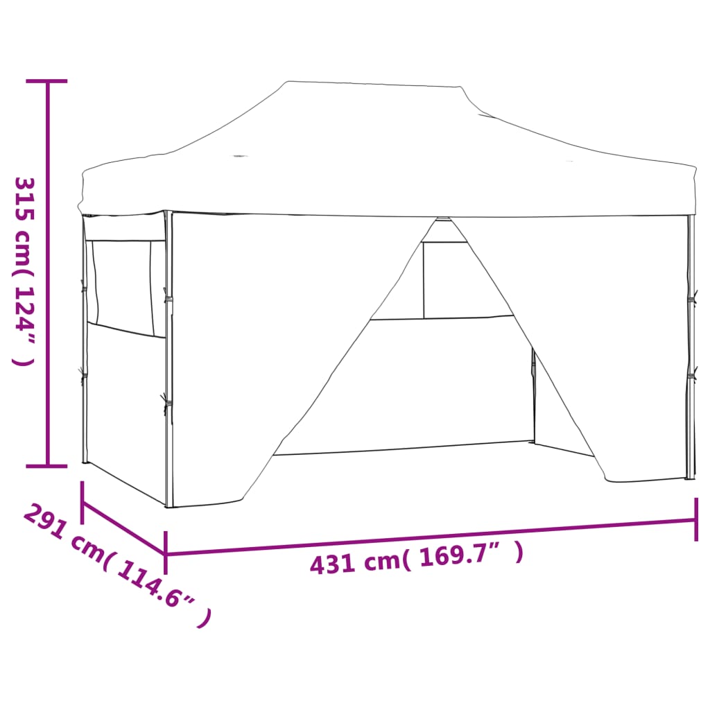 vidaXL Tente pliable avec 4 parois latérales 3 x 4,5 m Anthracite