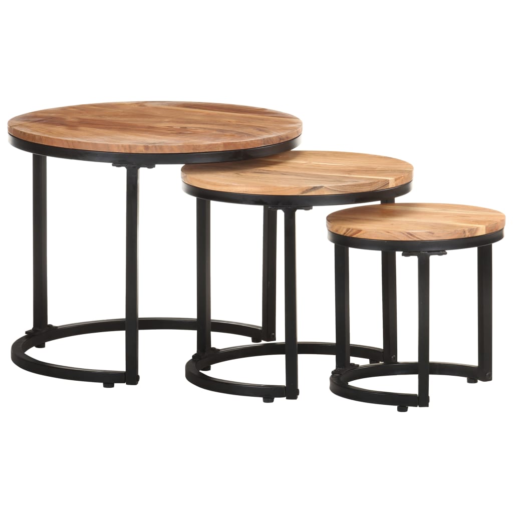 vidaXL Tables d'appoint 3 pcs Bois d'acacia solide