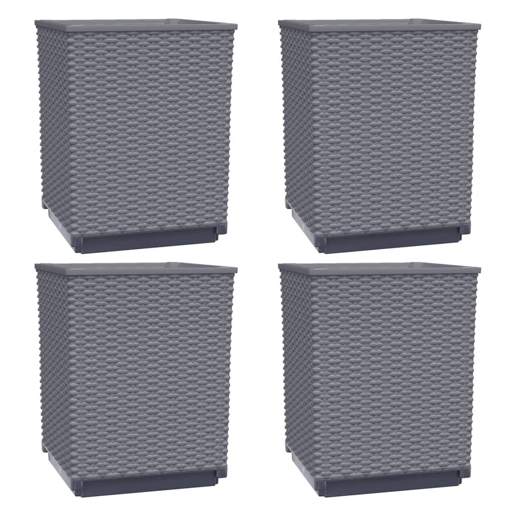 vidaXL Jardinières 4 pcs gris foncé 30x30x37 cm polypropylène