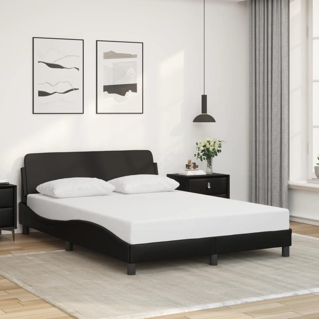 vidaXL Cadre de lit avec tête de lit noir 137x190 cm similicuir