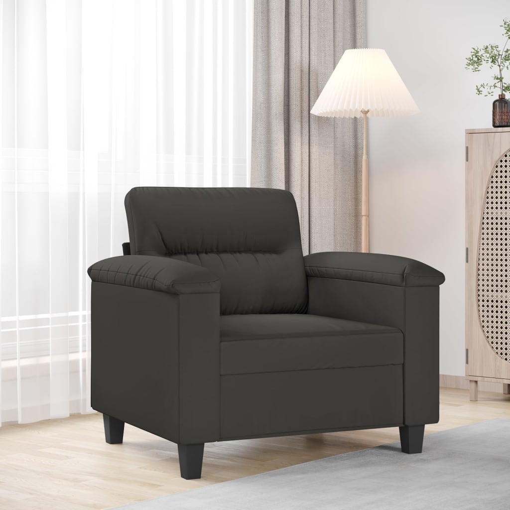 vidaXL Fauteuil gris foncé 60 cm tissu microfibre