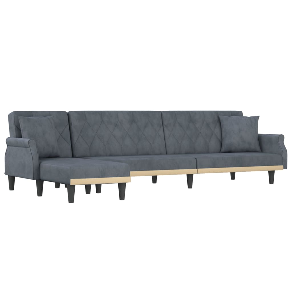 vidaXL Canapé-lit en forme de L gris 271x140x70 cm velours