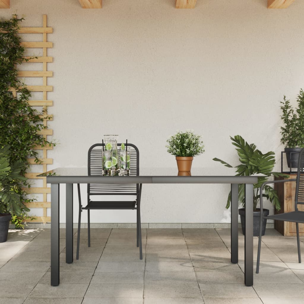 vidaXL Table de jardin Noir 150x90x74 cm Aluminium et verre