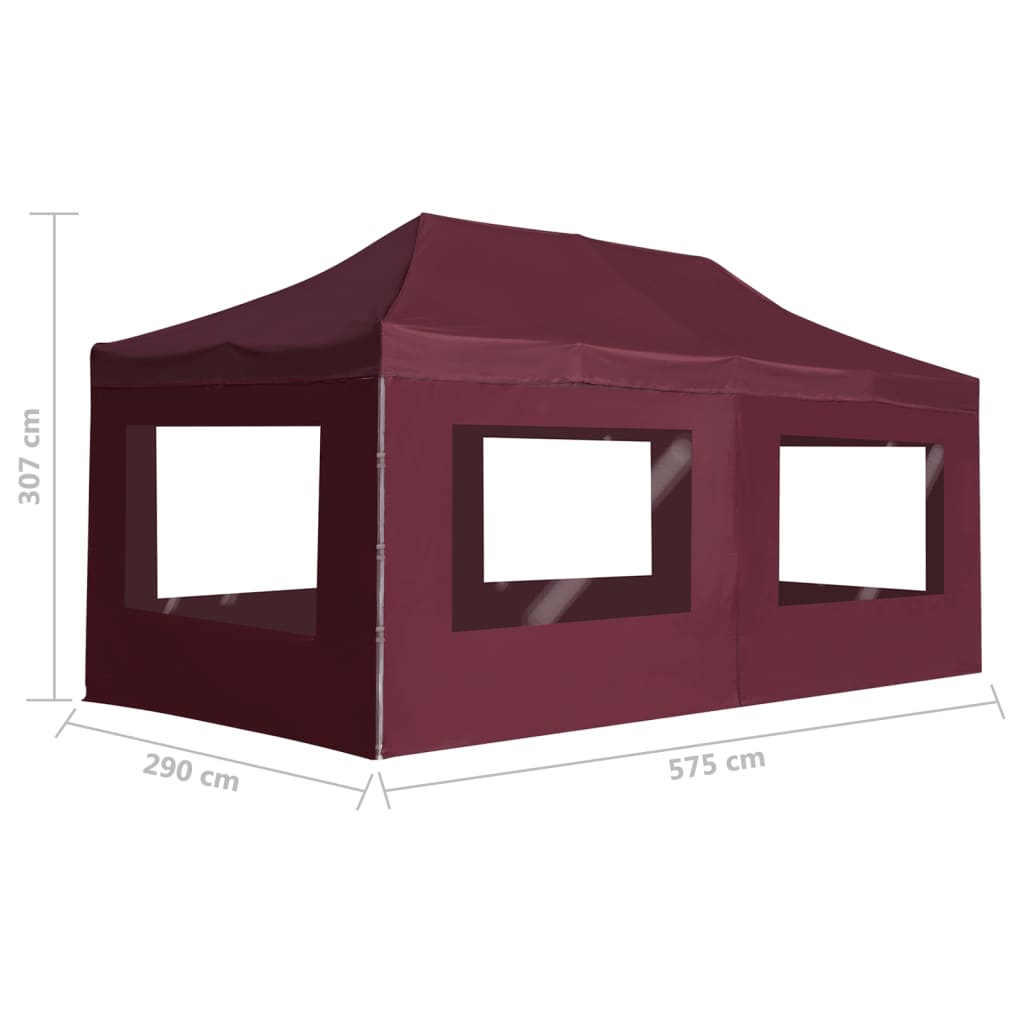 vidaXL Tente de réception pliable avec parois Aluminium 6x3 m Bordeaux