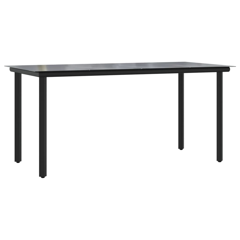 vidaXL Table à dîner de jardin Noir 160x80x74 cm Acier et verre trempé