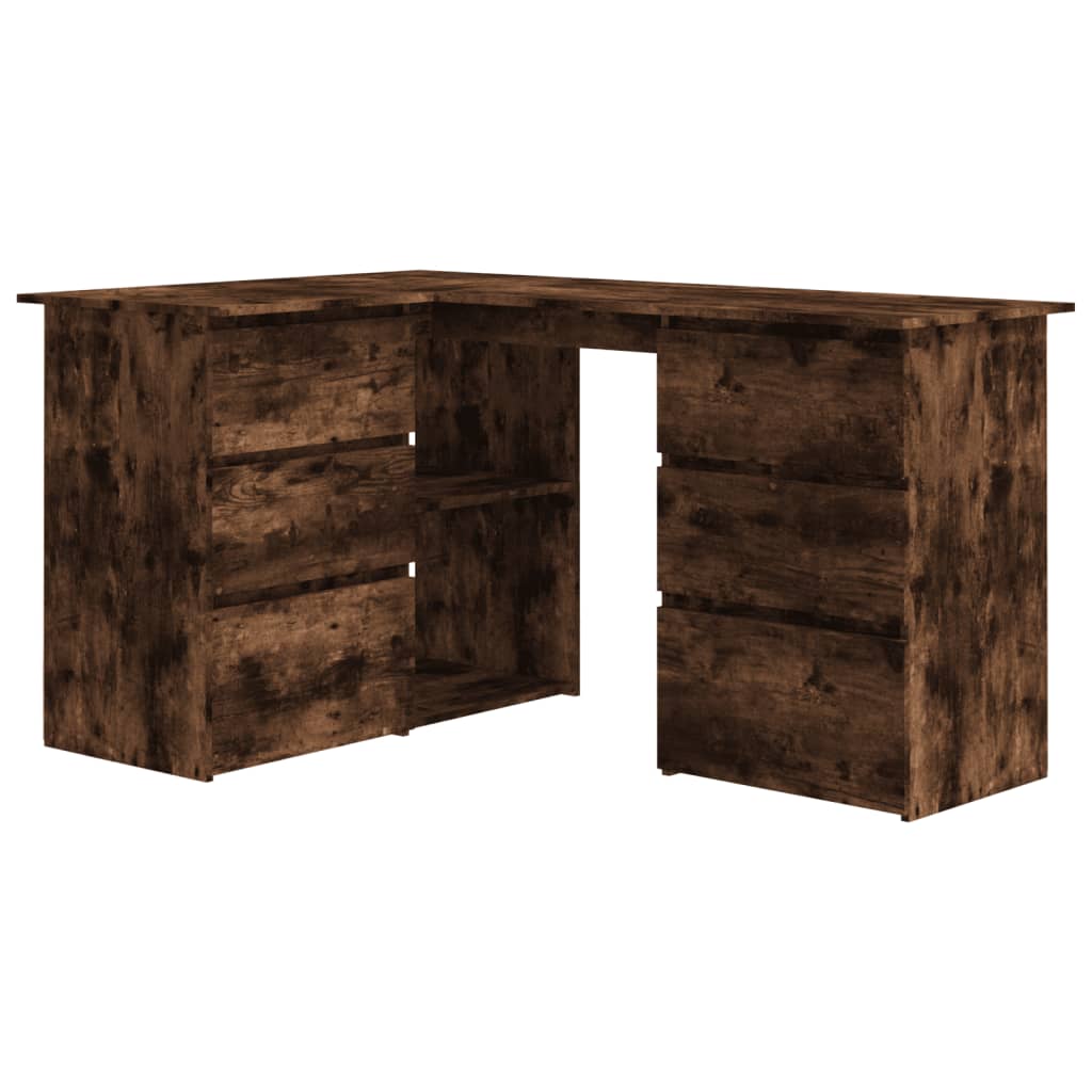 vidaXL Bureau d'angle Chêne fumé 145x100x76 cm Bois d'ingénierie