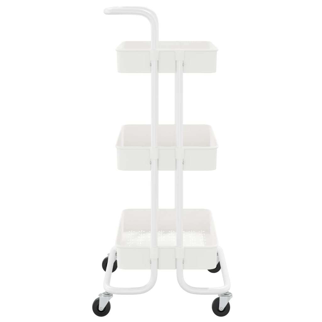 vidaXL Chariot de cuisine 3 niveaux Blanc 42x35x85 cm Fer et ABS