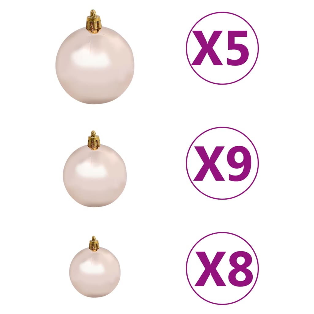 vidaXL Arbre de Noël artificiel pré-éclairé et boules rose 120 cm PVC