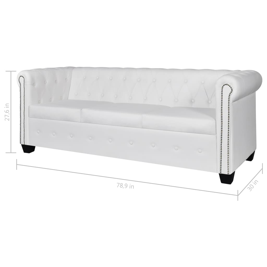 vidaXL Canapé Chesterfield à 3 places similicuir blanc