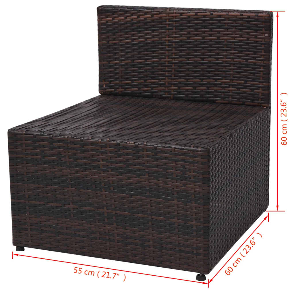 vidaXL Salon de jardin 5 pcs avec coussins Résine tressée Marron