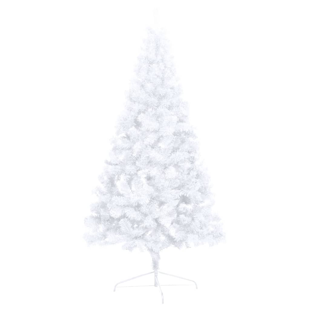 vidaXL Demi-arbre de Noël artificiel pré-éclairé et boules blanc 210cm