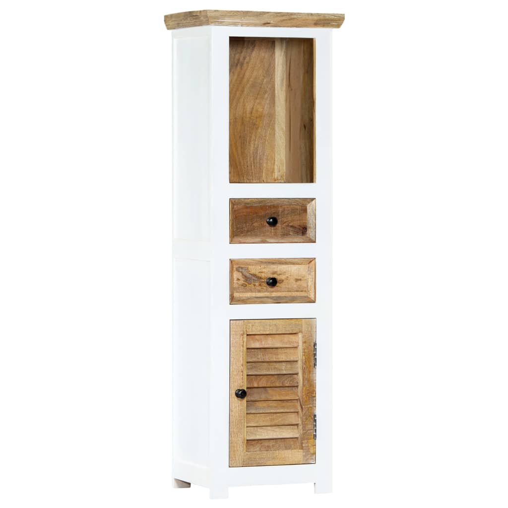 vidaXL Buffet Blanc et marron 40x30x128cm Bois de manguier solide brut