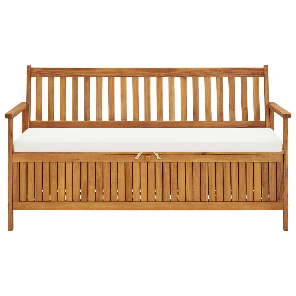 vidaXL Banc de rangement avec coussin 148 cm Bois d'acacia solide