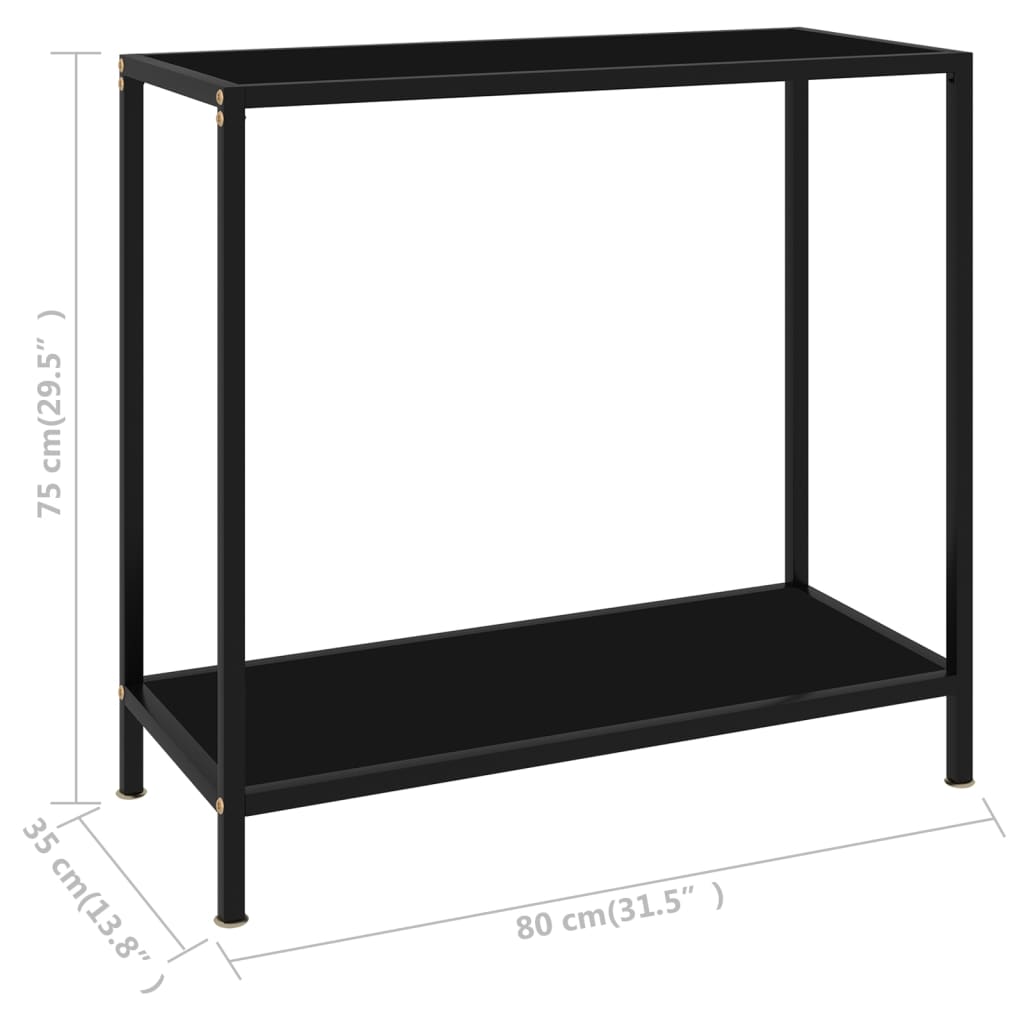 vidaXL Table console Noir 80x35x75 cm Verre trempé