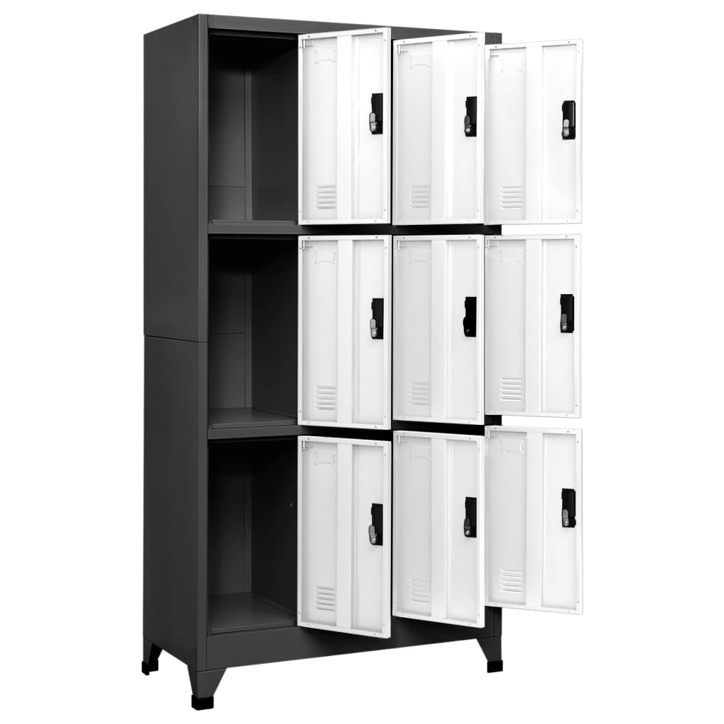 vidaXL Armoire à casiers Anthracite et blanc 90x45x180 cm Acier