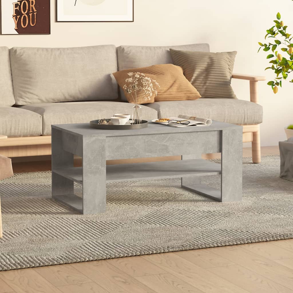 vidaXL Table basse Gris béton 102x55x45 cm Bois d'ingénierie