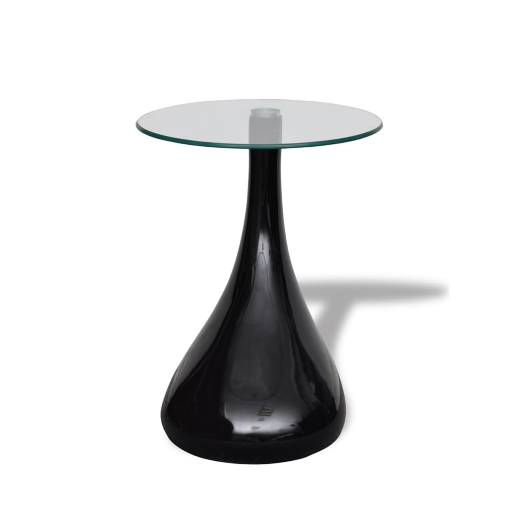 vidaXL Table basse et dessus de table Verre rond Noir brillant 2 pcs